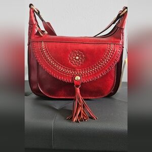 Patricia Nash Bohemian Hobo Red Handbag